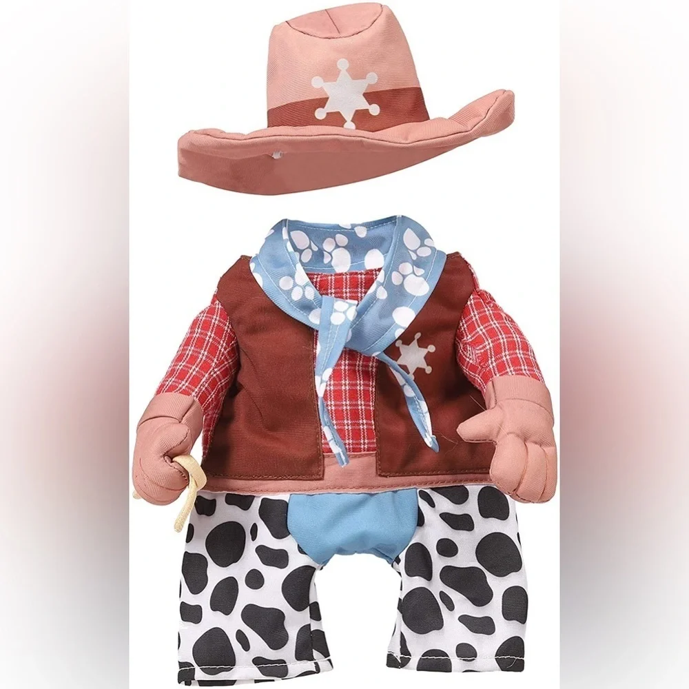 🦋 Western Cowboy Cat Outfit in Brown and Red Halloween Medium